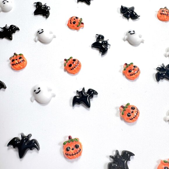 75Pcs Halloween Nail Charms Bat Pumpkin Ghost Nail Charms 3D Resin Black Nail Ch - Picture 3 of 7